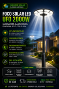 Foco Solar LED UFO 2000W — Iluminación Exterior Sin Electricidad