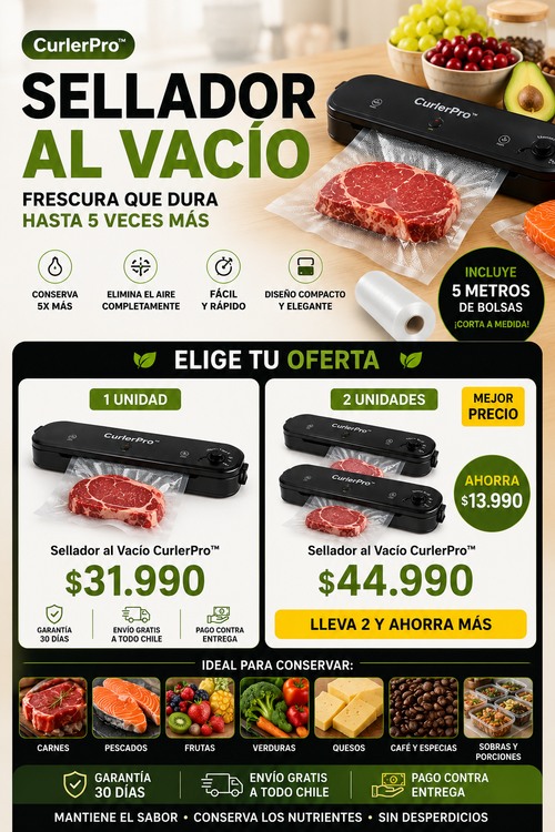 Sellador al Vacío + Bolsas 5 Metros — Conserva tus Alimentos